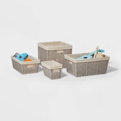 14.75" X 13" X 11" Large Lined Woven Milk Crate Gray - Brightroom™: Decorative Storage Basket, Rectangle, Traditional Style 5 14.75" X 13" X 11" Large Lined Woven Milk Crate Gray - Brightroom™: Decorative Storage Basket, Rectangle, Traditional Style - Image 3