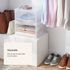 Stackable Large Bin Front Opening Clear - Brightroom™: Transparent Utility Storage, 19 Volume, Stackable -Organique Store GUEST 09f1c98f 252d 41a1 b5d1 c8454577430d