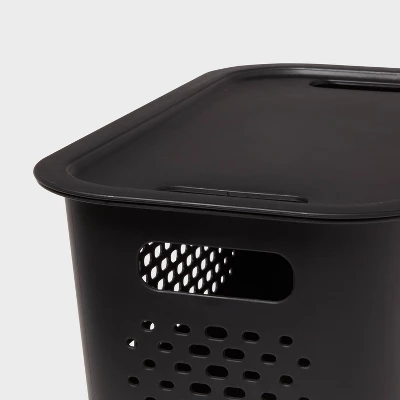 Narrow Decorative Plastic Lid Black - Brightroom™: Storage Bin, Cut-Out Handles, 13" Cube System Compatible 4 Narrow Decorative Plastic Lid Black - Brightroom™: Storage Bin, Cut-Out Handles, 13" Cube System Compatible - Image 2