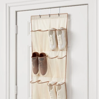 15 Pocket Over-the-Door Hanging Shoe Storage Tan - Brightroom™ 3 15 Pocket Over-the-Door Hanging Shoe Storage Tan - Brightroom™ - Image 2