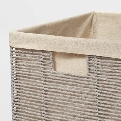14.75" X 13" X 11" Large Lined Woven Milk Crate Gray - Brightroom™: Decorative Storage Basket, Rectangle, Traditional Style 4 14.75" X 13" X 11" Large Lined Woven Milk Crate Gray - Brightroom™: Decorative Storage Basket, Rectangle, Traditional Style - Image 2