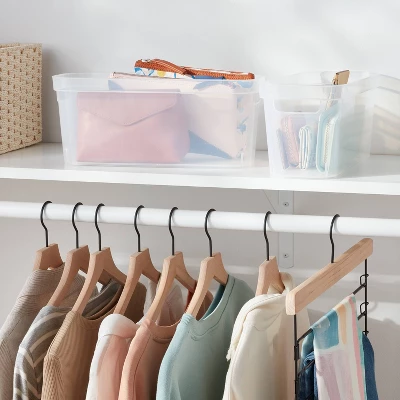 2pk Slim Open Storage Bins Clear - Brightroom™: Stackable Plastic Utility Tubs, 7.1 Volume, Nesting, Spot Clean 3 2pk Slim Open Storage Bins Clear - Brightroom™: Stackable Plastic Utility Tubs, 7.1 Volume, Nesting, Spot Clean