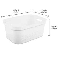 1.5bu Rectangle Modern Laundry Basket - Brightroom™: White Plastic Clothes Basket With Built-In Handles, Medium Size -Organique Store GUEST 139dbc74 c30a 4b9b 9d81 d46fe8160b69
