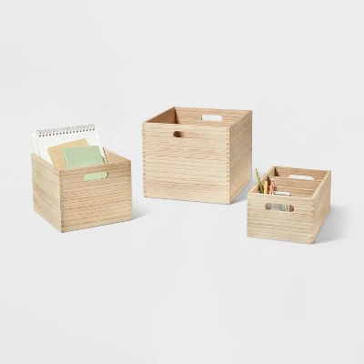 Small Decorative Light Wood Crate Natural - Brightroom™ 5 Small Decorative Light Wood Crate Natural - Brightroom™ - Image 3