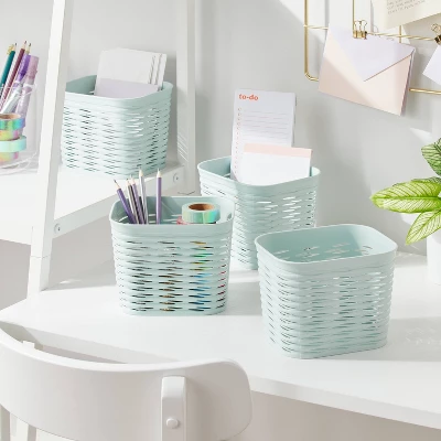 4pk Wave Mini Decorative Basket Mint Green - Brightroom™ 3 4pk Wave Mini Decorative Basket Mint Green - Brightroom™