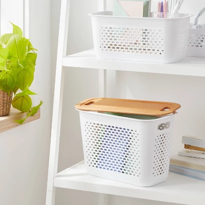 Narrow Bamboo Lid With Cutout Handles - Brightroom™: Decorative Storage Bin, Brown, No Assembly, 12.2" Height 2 Narrow Bamboo Lid With Cutout Handles - Brightroom™: Decorative Storage Bin, Brown, No Assembly, 12.2" Height