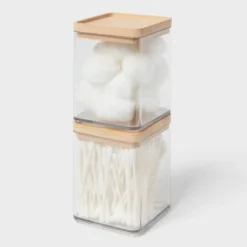 Extra Small Clear Canister With Bamboo Lid 2pk - Brightroom™ 7 Extra Small Clear Canister With Bamboo Lid 2pk - Brightroom™ -Organique Store GUEST 29c43741 9f61 4a61 97ff cdce5bf96f80