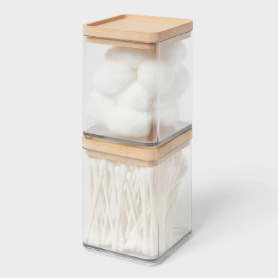 Extra Small Clear Canister With Bamboo Lid 2pk - Brightroom™ 5 Extra Small Clear Canister With Bamboo Lid 2pk - Brightroom™ - Image 3