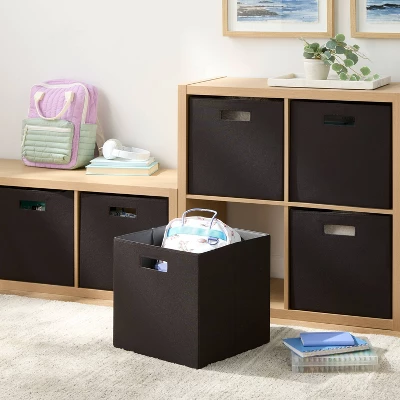 13" Fabric Bin 6pk Black - Brightroom™ 3 13" Fabric Bin 6pk Black - Brightroom™