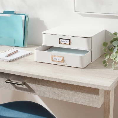 2 Drawer Decorative Fabric Box Ivory - Brightroom™: Rectangle, Off-White, Paper & Polyester, Spot Clean, 6"x10"x13" 3 2 Drawer Decorative Fabric Box Ivory - Brightroom™: Rectangle, Off-White, Paper & Polyester, Spot Clean, 6"x10"x13"