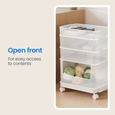 Click In Place 20.7qt Clear Open Front Plastic Storage Bin For Home And Office Organization White Latch - Brightroom™ 8 Click In Place 20.7qt Clear Open Front Plastic Storage Bin For Home And Office Organization White Latch - Brightroom™ - Image 6