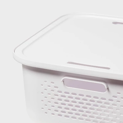 Decorative Plastic Lid White - Brightroom™: Modern Storage Bin Lid For 13" Cube System, Cut-Out Handles, Polypropylene 4 Decorative Plastic Lid White - Brightroom™: Modern Storage Bin Lid For 13" Cube System, Cut-Out Handles, Polypropylene - Image 2