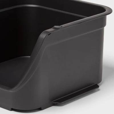 4.6qt Open Front Stackable Storage Bin - Brightroom™: Portable Black Utility, Universal Storage, 5" Height 4 4.6qt Open Front Stackable Storage Bin - Brightroom™: Portable Black Utility, Universal Storage, 5" Height - Image 2