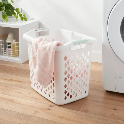 2.1bu Lamper White - Brightroom™: Plastic Clothes Hamper With Built-In Handles, Open-Top, 19.55 Volume Capacity 2 2.1bu Lamper White - Brightroom™: Plastic Clothes Hamper With Built-In Handles, Open-Top, 19.55 Volume Capacity