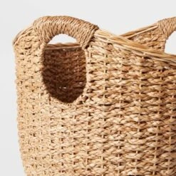 Large Round Braided Seagrass Basket - Brightroom™: Handwoven Khaki Wicker For Blanket Storage, Nest Certified -Organique Store GUEST 724b0baf d330 44c1 ad40 d271b3dbedc1