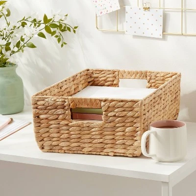 Woven Water Hyacinth Folio Bin - Brightroom™: Handwoven Decorative Basket For 13" Cube Storage, Multicolor Naturals 3 Woven Water Hyacinth Folio Bin - Brightroom™: Handwoven Decorative Basket For 13" Cube Storage, Multicolor Naturals