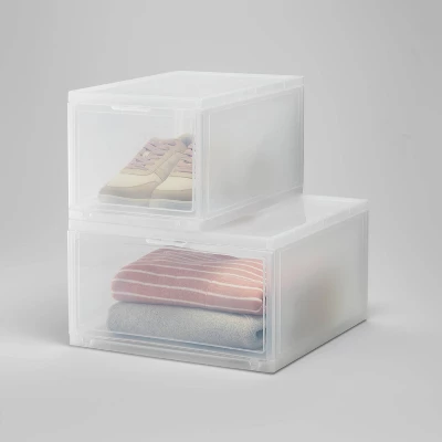 Small Stackable Bins Front Opening Clear Plastic - Brightroom™ 5 Small Stackable Bins Front Opening Clear Plastic - Brightroom™ - Image 3