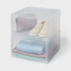 Stackable Large Bin Front Opening Clear - Brightroom™: Transparent Utility Storage, 19 Volume, Stackable -Organique Store GUEST 892f8de3 c577 414b 9fc4 4a3c7ea1d8b8