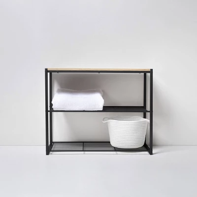 3 Tier Shoe Rack Black Metal With Natural Wood - Brightroom™ 5 3 Tier Shoe Rack Black Metal With Natural Wood - Brightroom™ - Image 4