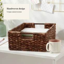 Woven Abaca Folio Bin - Brightroom™: Handwoven Brown Storage Basket, Rectangle, Lacquered Finish, Ethical Handcraft -Organique Store GUEST c82c18cf 9f67 43f8 9b53 8b2a0b548aaf