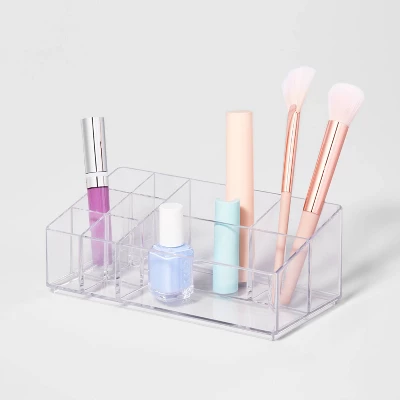 Bathroom Plastic 9 Slot Mixed Cosmetic Organizer Clear - Brightroom™: Makeup & Vanity Organizer Tray For Bathroom Countertop 4 Bathroom Plastic 9 Slot Mixed Cosmetic Organizer Clear - Brightroom™: Makeup & Vanity Organizer Tray For Bathroom Countertop - Image 3