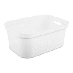 1.5bu Rectangle Modern Laundry Basket - Brightroom™: White Plastic Clothes Basket With Built-In Handles, Medium Size -Organique Store GUEST cc28ac84 ff71 41ec aa28 778151e96fdd