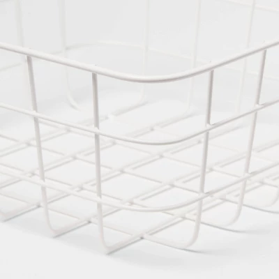 Small Wire Basket White - Brightroom: Carbon Steel, Powder-Coated, Decorative Storage, Square, 9.11"x6.1"x4" 4 Small Wire Basket White - Brightroom: Carbon Steel, Powder-Coated, Decorative Storage, Square, 9.11"x6.1"x4" - Image 2