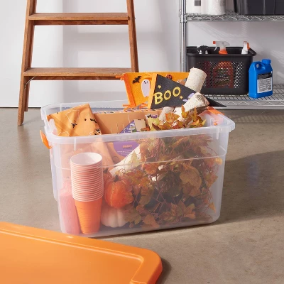 66qt Halloween Clear Latching Storage Box Orange Lid And Latch - Brightroom™ 2 66qt Halloween Clear Latching Storage Box Orange Lid And Latch - Brightroom™