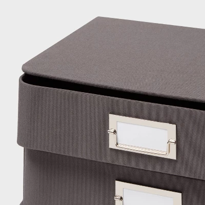 2 Drawer Decorative Fabric Box Charcoal - Brightroom: Rectangle, Paper & Polyester, Spot Clean, 6"x10"x13" 4 2 Drawer Decorative Fabric Box Charcoal - Brightroom: Rectangle, Paper & Polyester, Spot Clean, 6"x10"x13" - Image 2