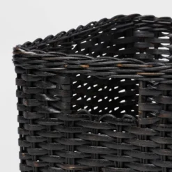S Washed Woven Rattan Crate Black - Brightroom™: Rectangle Decorative Basket, 8" H X 11.25" W X 10" D, Air Dry -Organique Store GUEST f3de5ca0 ee3b 4f81 af56 6d01dd956be3