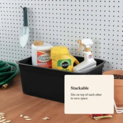 Folio Heavy Duty Storage Bin - Brightroom™: Black Plastic, Stackable, Portable, Universal Storage, 18.6 Volume Capacity -Organique Store GUEST ffee4270 d976 4a1d 8f8a dcb319bc901c